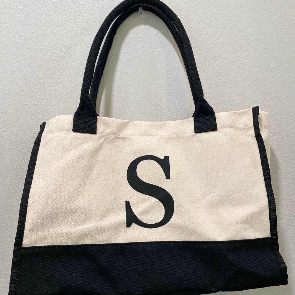 “S” Black and White Canvas Tote Bag Set